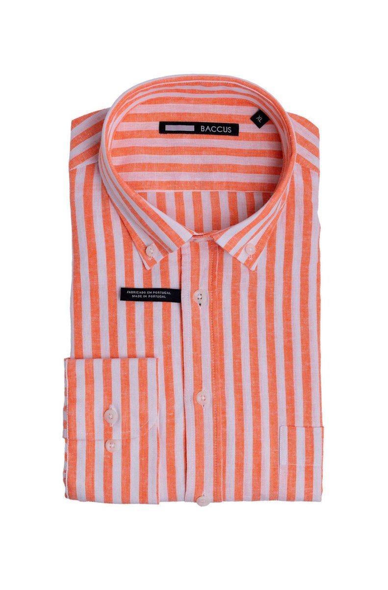 Camisa de linho e algodão - Laranja