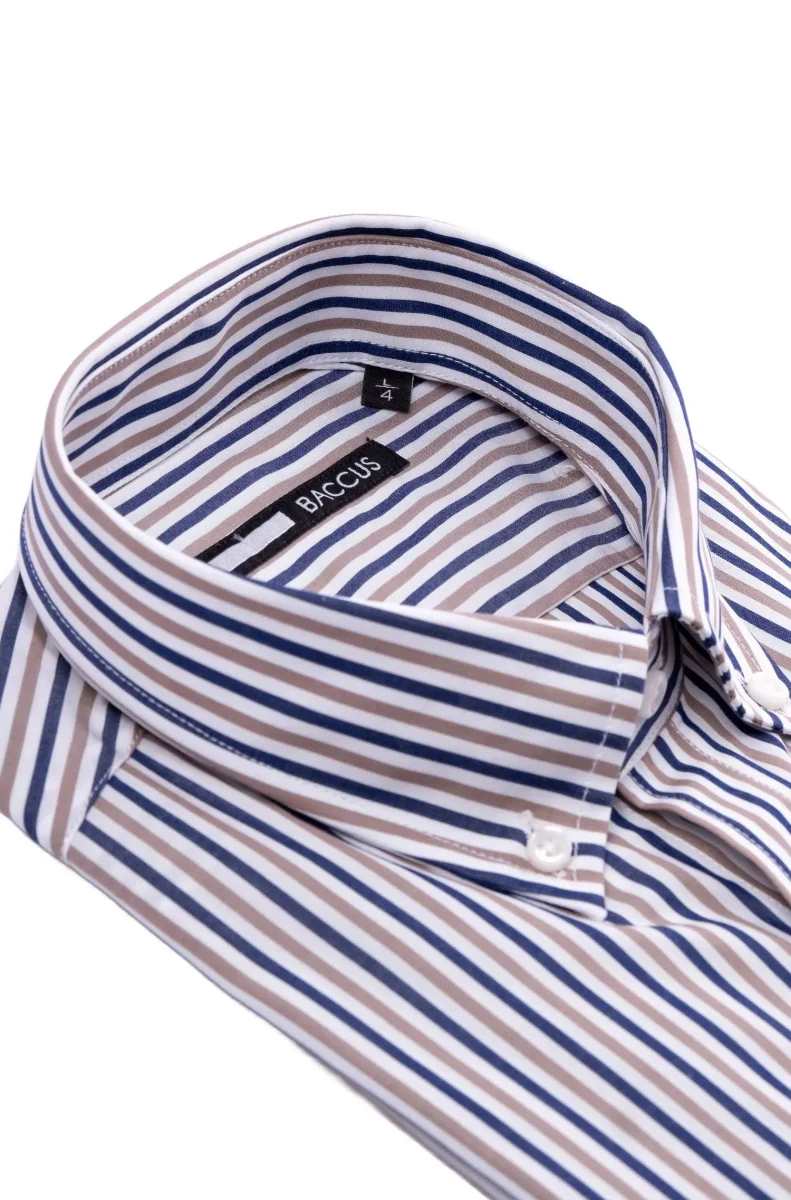 Camisa de homem com risca - Bege - Image 5