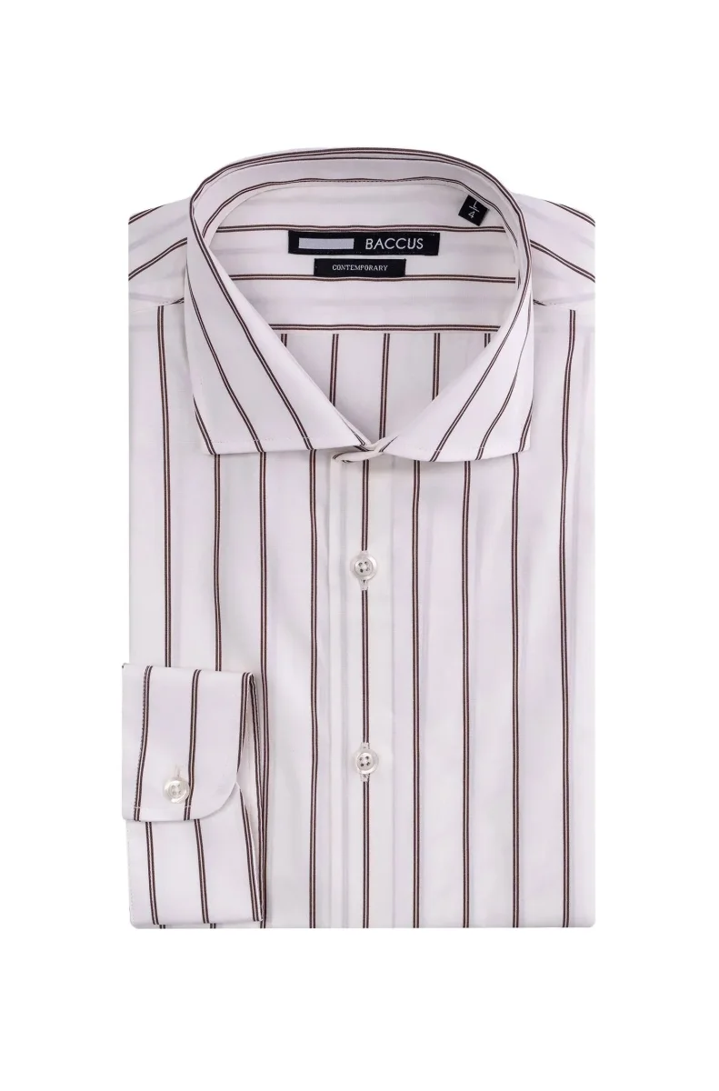 Camisa com risca clássica - Bege - Image 2
