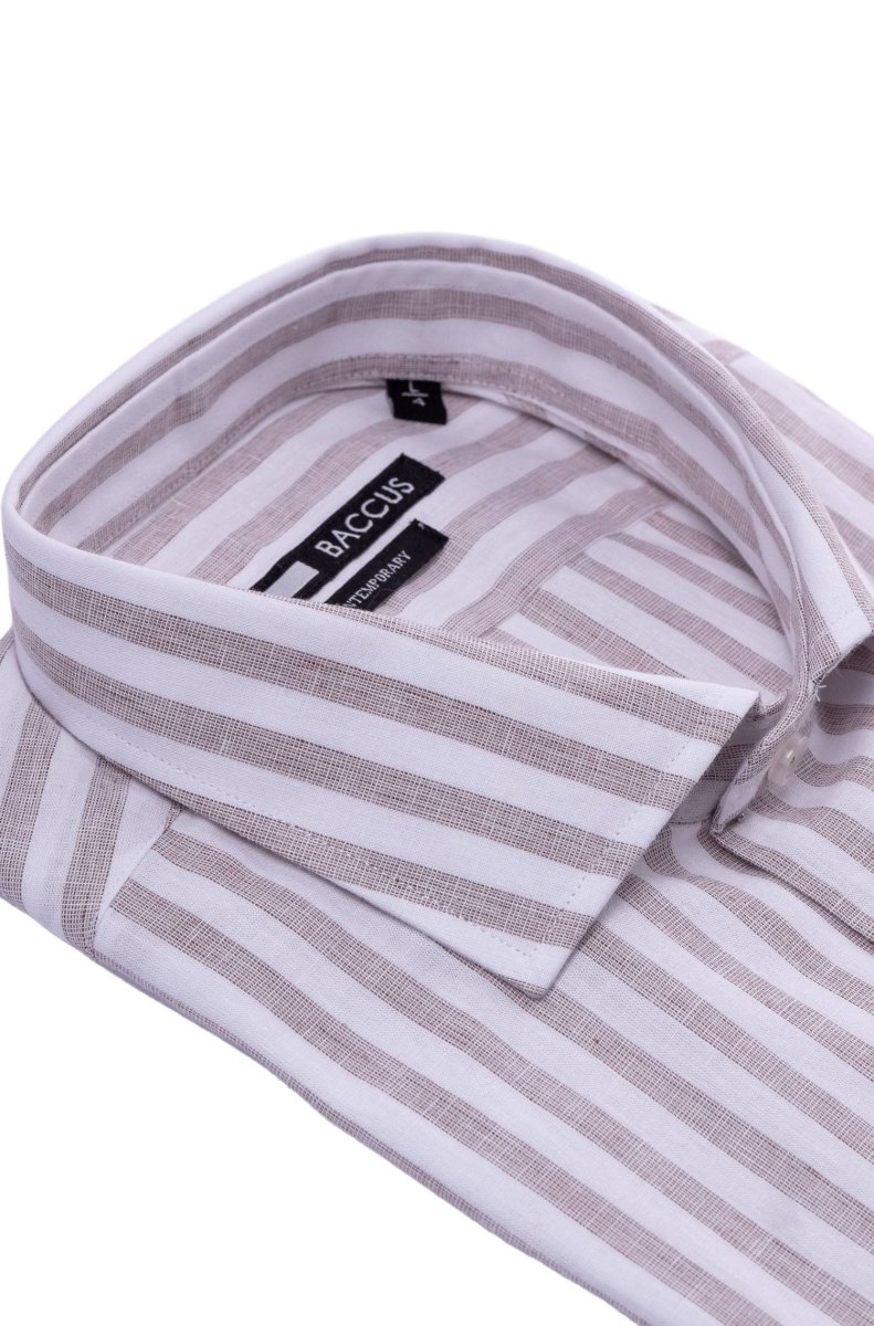 Camisa com riscas - Bege - Image 3