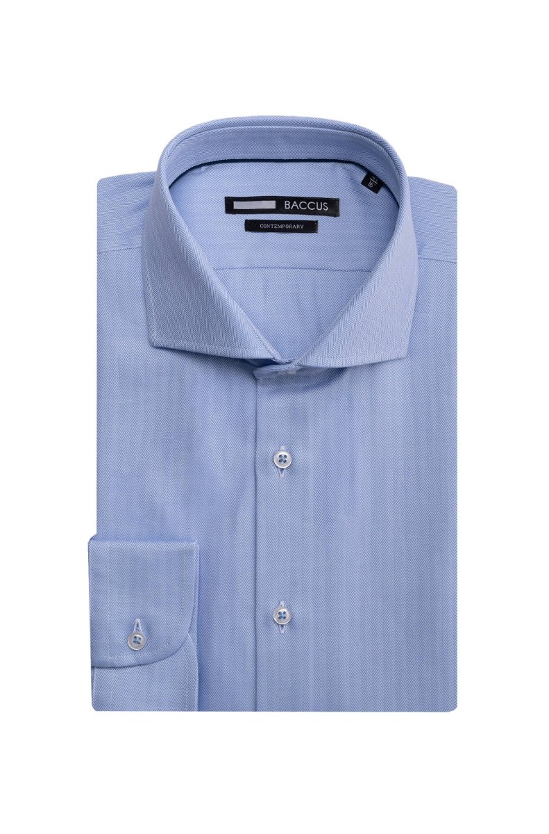 Camisa lisa para homem - Azul - Image 2