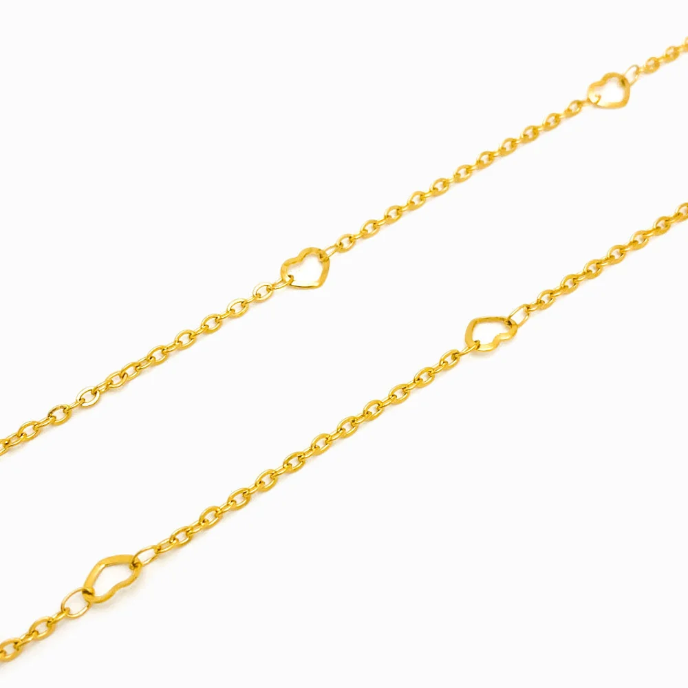 Corrente Elo Oval Achatado com Coração 2mm - Aço Inox - Image 2