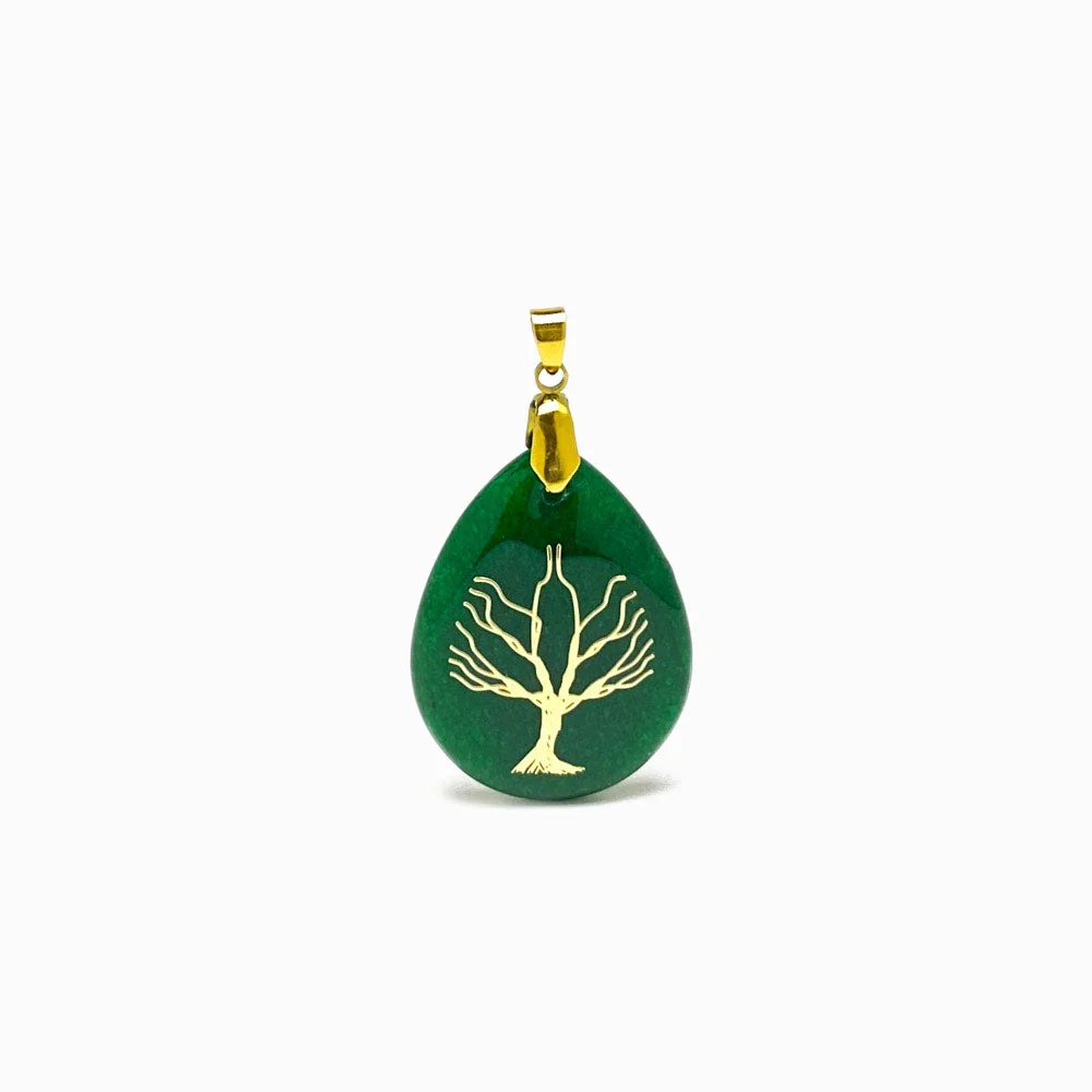 Pêndulo Jade Malasiano com Gravação Árvore da Vida 40x30mm